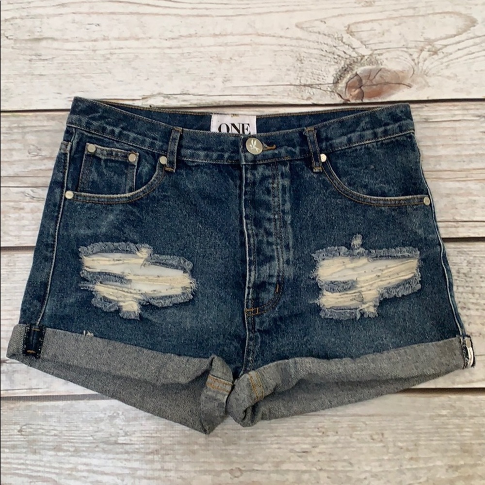 One teaspoon button fly denim shorts size 29